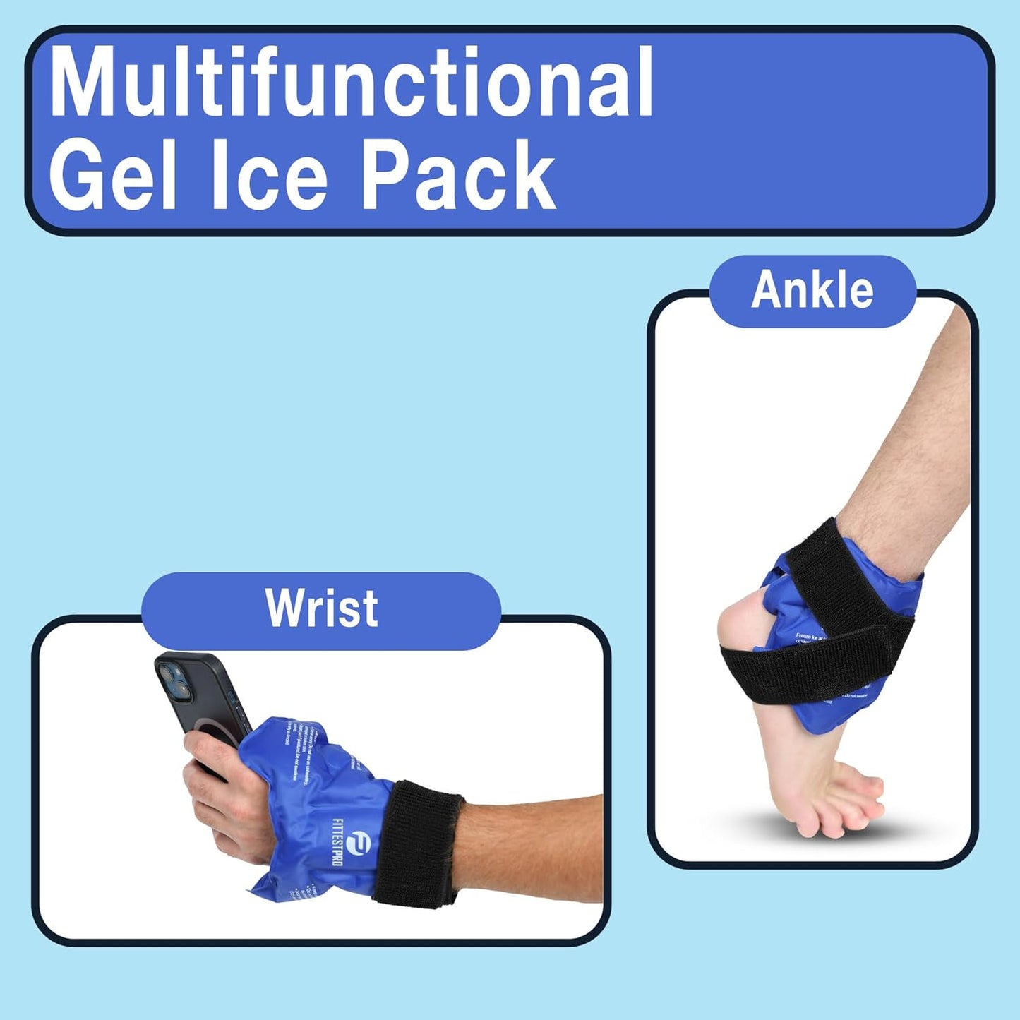 Fittest Pro Ankle Ice Pack Wrap for Swelling, Ice Pack for Injuires Reusable Cold Pack Wrap Hot Cold Therapy Ankle Ice Wrap for Sprained Ankles, Achilles Tendonitis