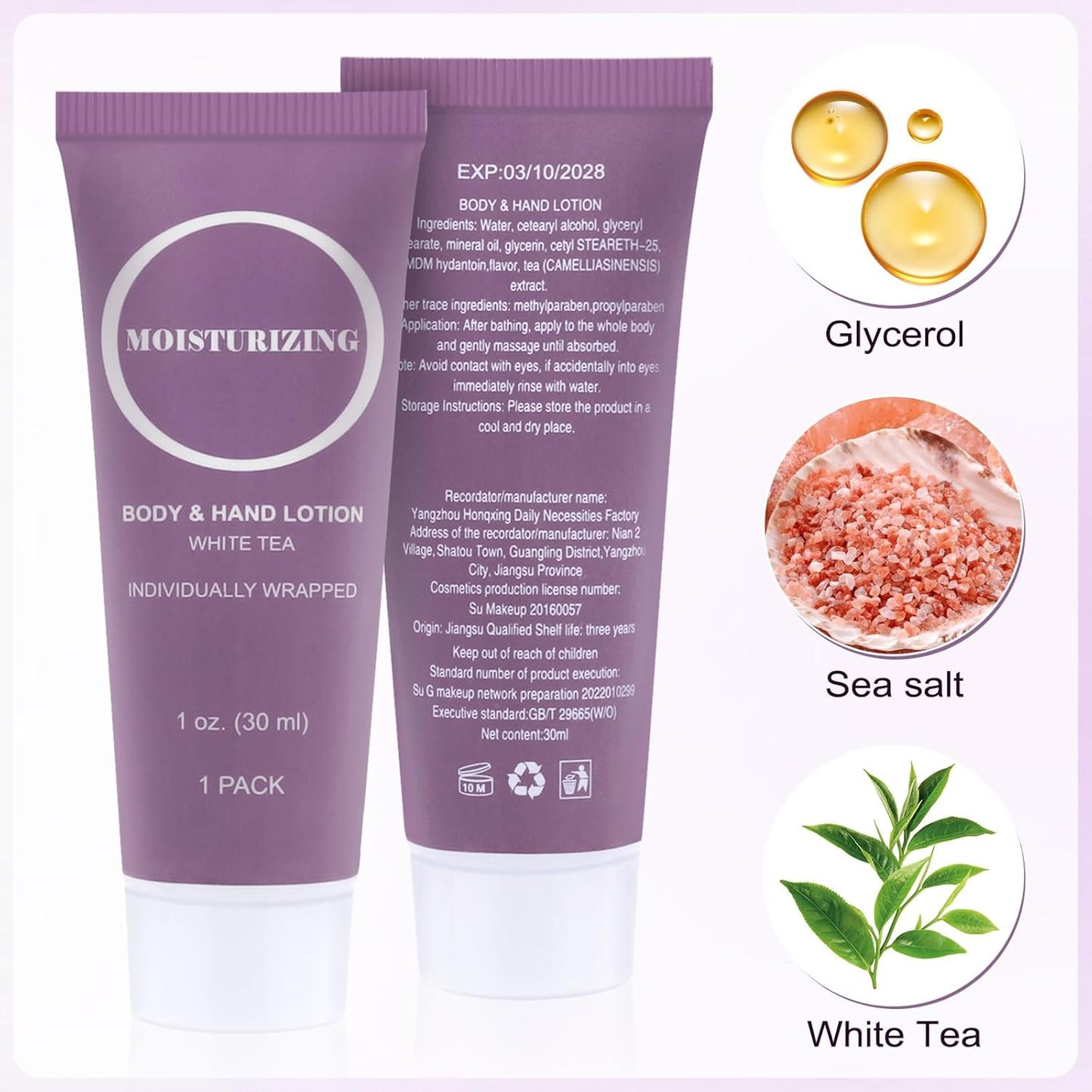 Travel Size Body Lotion, Small Hand Cream Lotion Bulk, Nourishing Extra Dry Skin Individually Wrapped Mini Bottle Shower Moisturizer Lotion Toiletries for Travel Hotel Homeless 1 oz (Pack of 100)