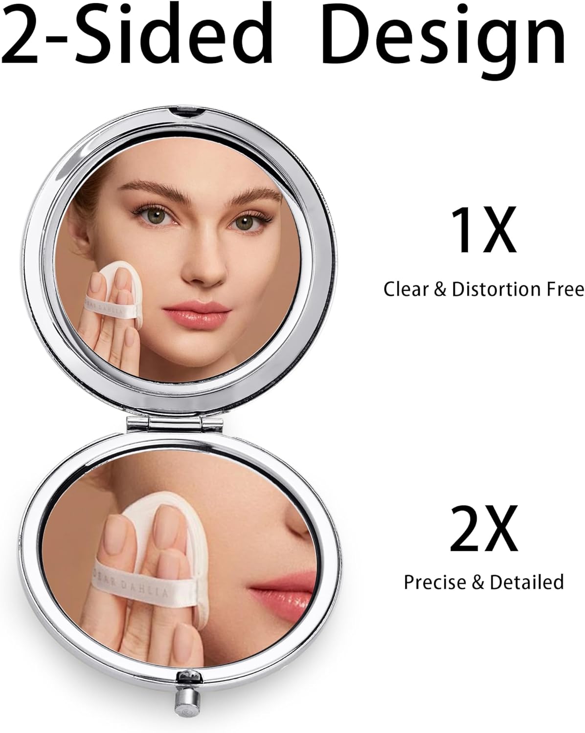 Compact Mirror, Pocket Travel Makeup Mirror for Purse, Metal Round Shell, 2-Sided 1X/2X Magnifying, Portable, Folding, Handheld, Silver, 12 Pack