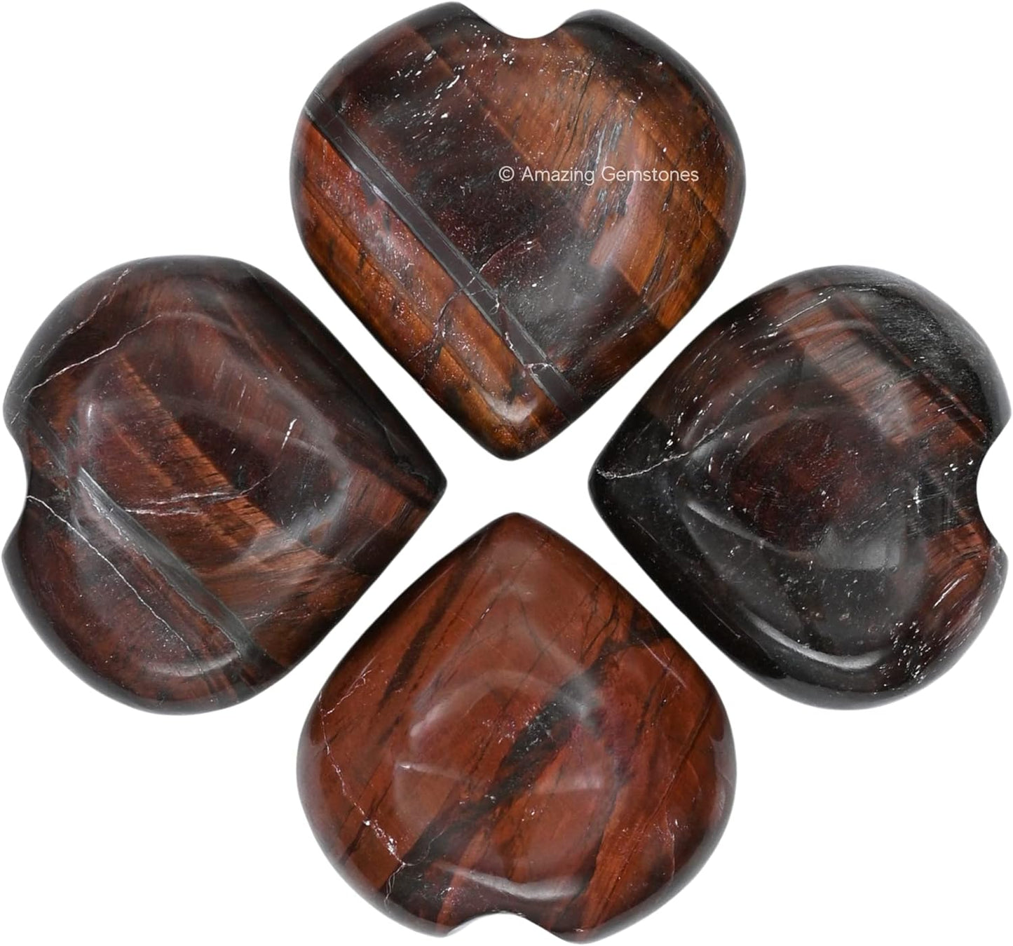 Amazing Gemstone Red Tiger Eye Crystal Heart Palm Stone - Pocket Massage Worry Stone for Natural Body Chakra Balancing, Reiki Healing and Crystal Grid