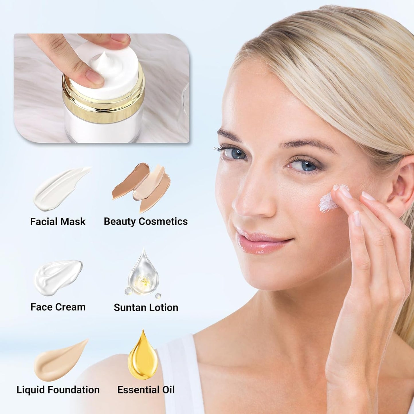 Segbeauty 50ml Airless Pump Bottles Travel, 1.7oz Airless Pump Jars Pack of 3 Gold Empty Makeup Containers Vacuum Bottle Dispenser, Refillable Jar Travel Bottles for Toiletries Moisturizer Container