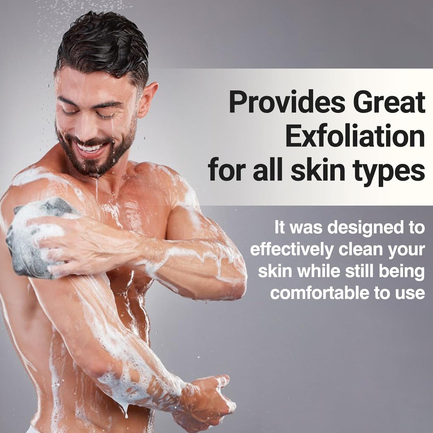 XXL 90g Charcoal Shower Loofah 3 Pack by Tilcare - Perfect Bath Sponge for Exfoliating for Men & Women - Body Scrubber Brush for Cleansing and Smooth Skin - Scrubbies That Remove Excess Oil and Dirt