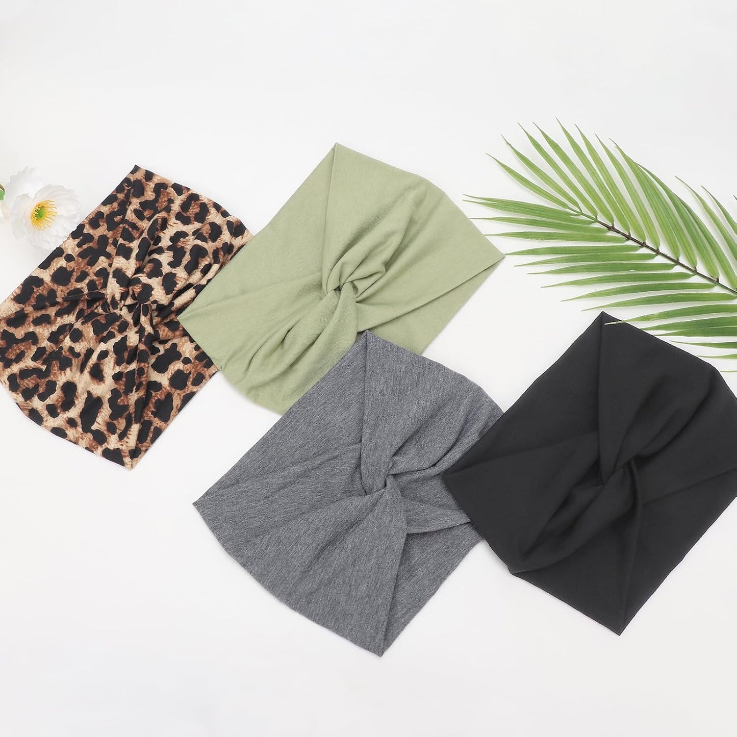 DRESHOW 4 Pack Turban Headbands for Women Wide Vintage Head Wraps Knotted Cute Hair Band Accessories