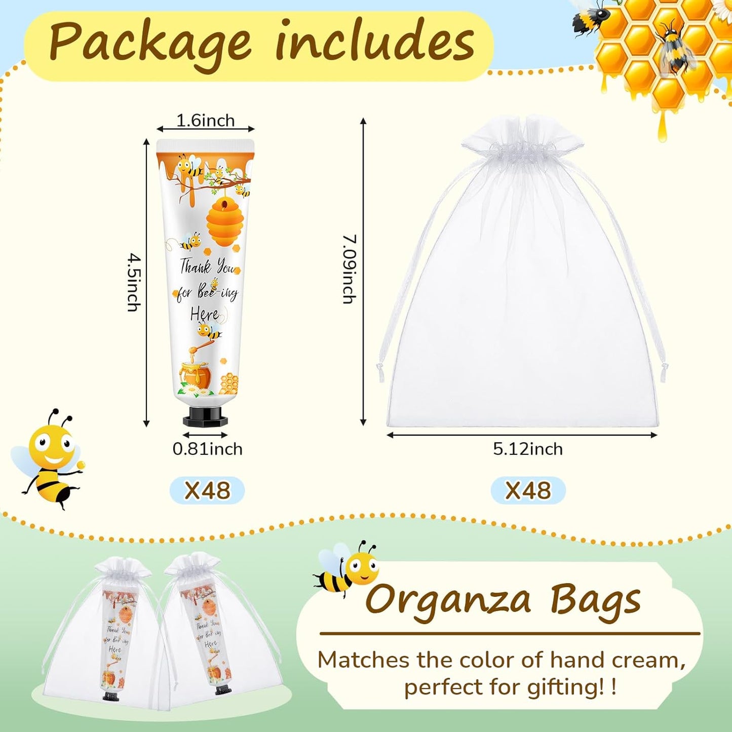 48 Sets Honey Hand Cream Gifts Bulk Baby Shower Hand Cream Travel Size Lotion Bulk Fall Thanksgiving Party Supplies Favors Birthday Wedding for Guest