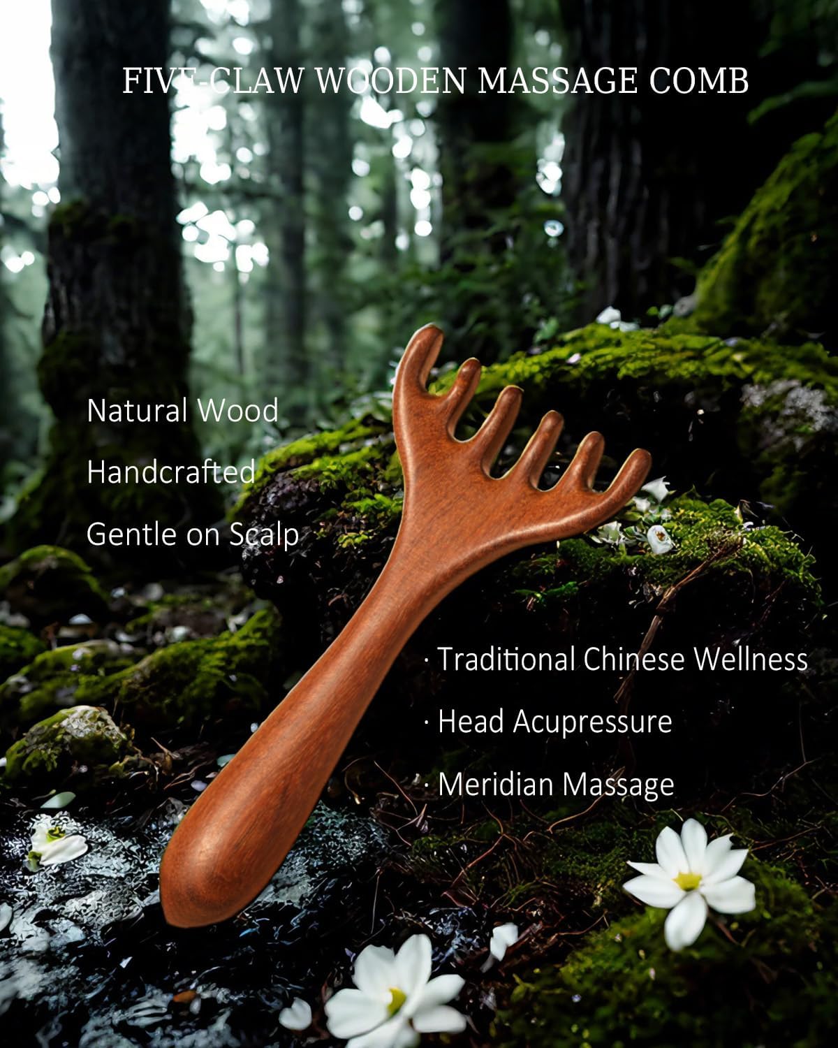 Tinuos Portable Wooden Head Scratcher Massager, 2 Pack Manual Scalp & Neck Massage Tool for Stress Relief and Hair Growth, for Men and Women