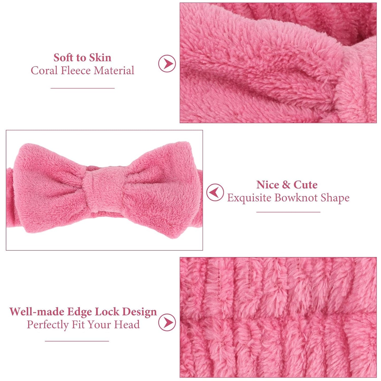 Ondder Spa Headbands Set for Women - 8 Pcs Terry Cloth Fuzzy Headbands for Skincare, Makeup Application, Face Washing and Hair Care