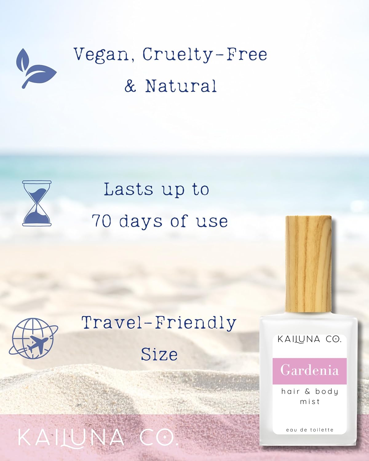 Gardenia Natural Hair & Body Mist Spray, Pure Essential and Fragrance Oils, Alcohol-Free, Handmade in California, 0.5Fl Oz