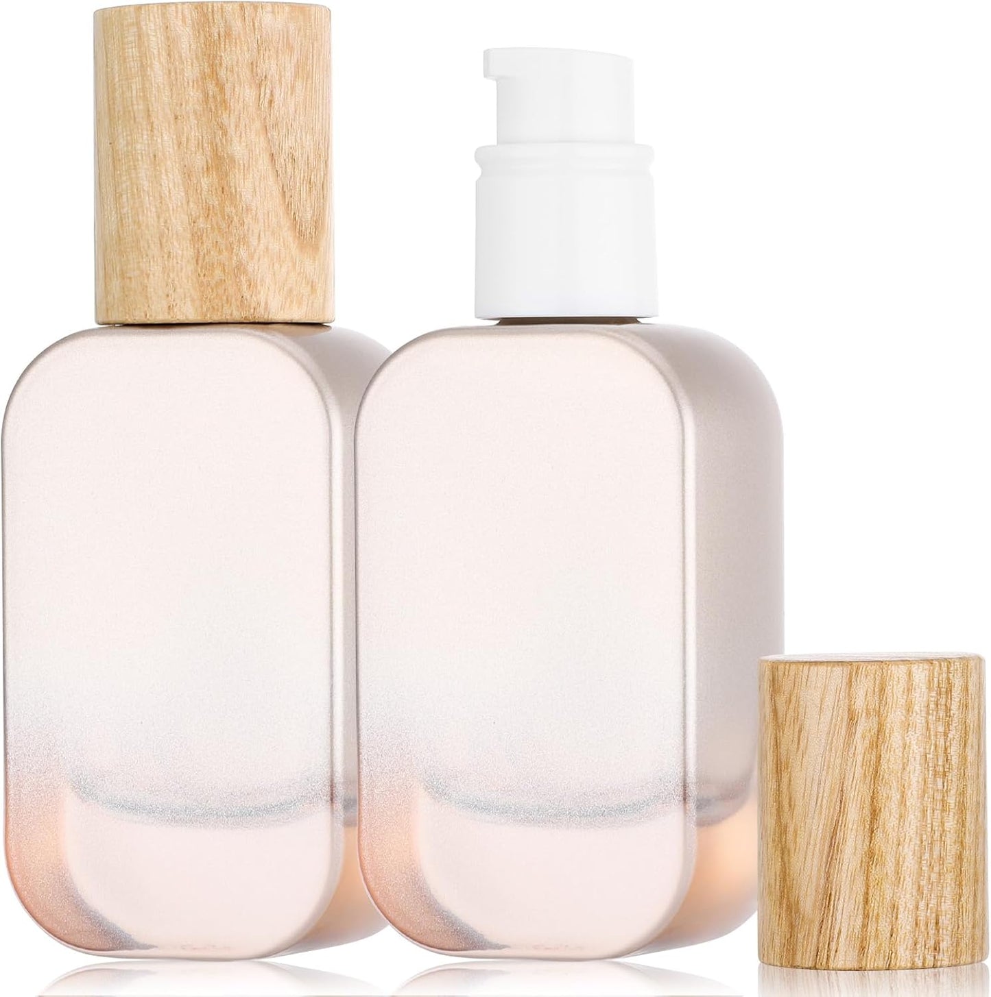 Segbeauty 1oz Empty Glass Travel Size Bottles Containers for Lotions, 2pcs Refillable Mini Travel Bottles, 30ml Glass Lotion Dispenser with Pump, Silver Sample Containers for Cream Essential Oils