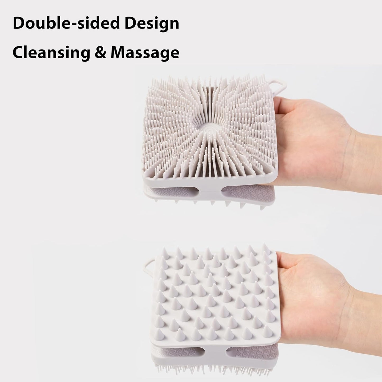 2 PC Silicone Exfoliating Body Scrubber, Silicone Body Shampoo Brush, Soft Silicone Loofah for Sensitive Skin, Shower Silicone Hair Scalp Massager, Easy to Clean, Lather Well(Gray&Pink)