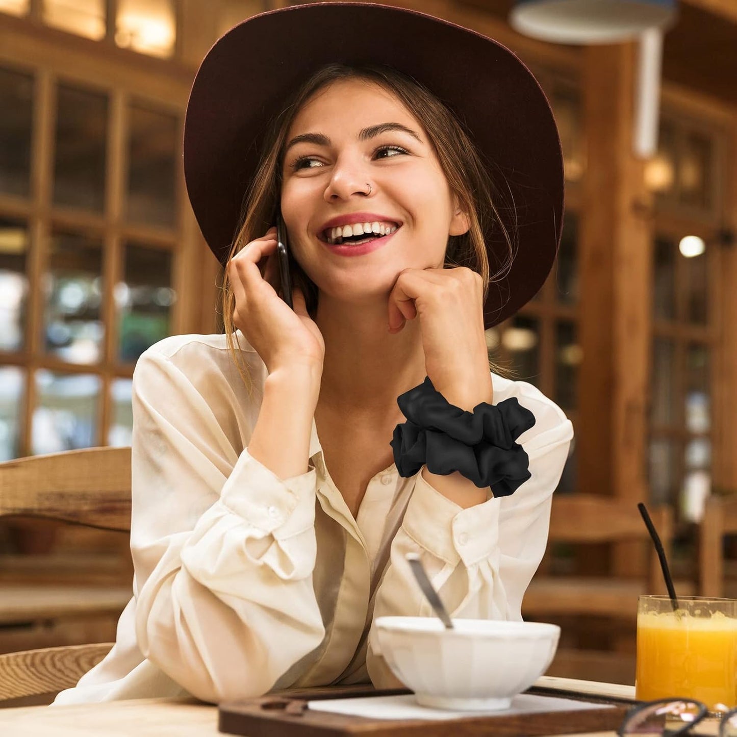 Lolalet Scrunchies for Women, Satin Hair Scrunchies Softer Than Silk Hair Ties for Hair Sleep, Big Scrunchy Ponytail Holder with Elastic Hair Bands for Girls Thick Thin Curly Hair -6 Pack, Style F