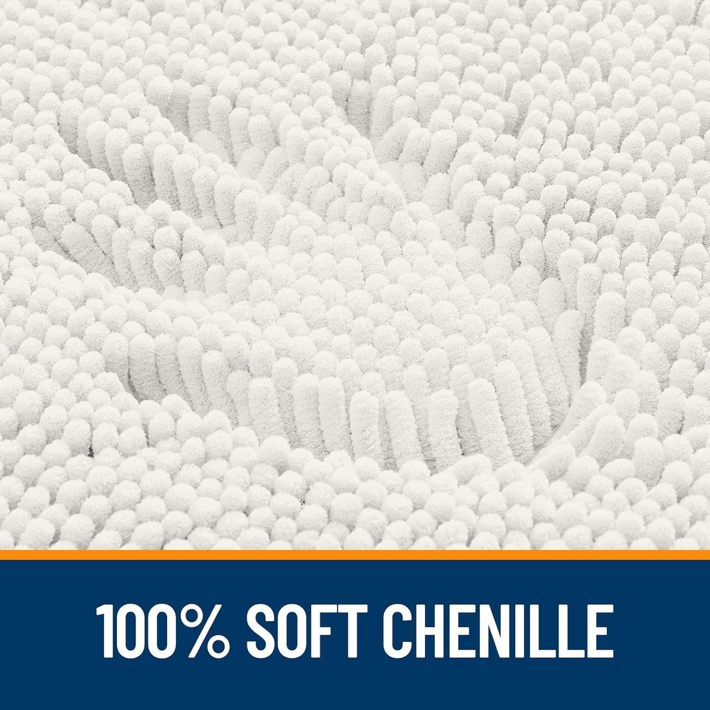 OLANLY Bathroom Rugs 47x17, Extra Soft Absorbent Chenille Bath Rugs, Rubber Backing Quick Dry, Machine Washable Bath Mats for Bathroom Floor, Tub and Shower, Home Decor Accessories, Ivory