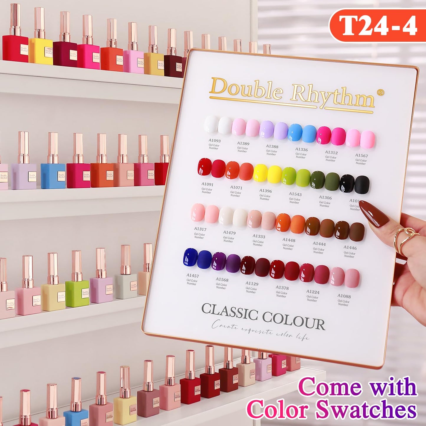 Double Rhythm 28Pcs 0.5Oz Gel Nail Polish Set Same Color Same Bottle Soak Off Gel Polish Kit Nail Art Manicure Salon DIY at Home for Women (Red Pink Collection-T24-4)