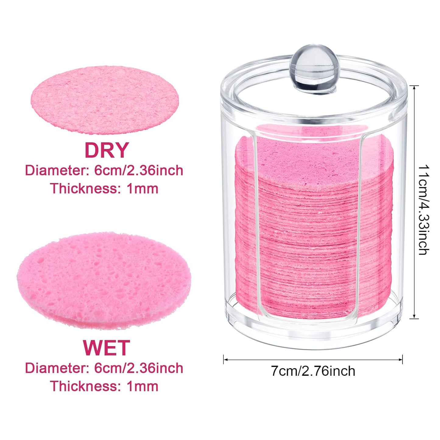 50 Pcs Compressed Facial Sponges Facial Makeup Natural Cosmetic Spa Sponges for Women Cleansing, Exfoliating Mask, Makeup Removal, Dead Skin, and Dirt, Travel Essentials(Pink)