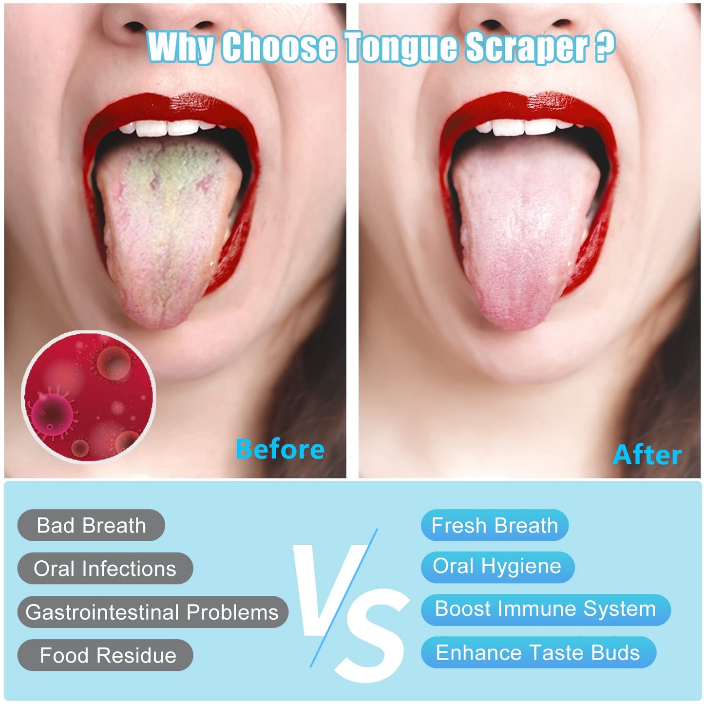 MORGLES Copper Tongue Scraper, 4Pcs Tongue Scraper with Case Medical Grade for Adults