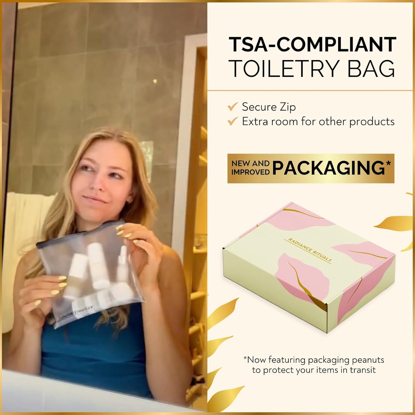 11 Piece Travel Skincare Containers Set - TSA Approved Toiletry Bag & Travel Size Toiletries Bottles - Airless Pump, Dropper Bottles & Travel Size Containers for Serums, Moisturizers, & Oils