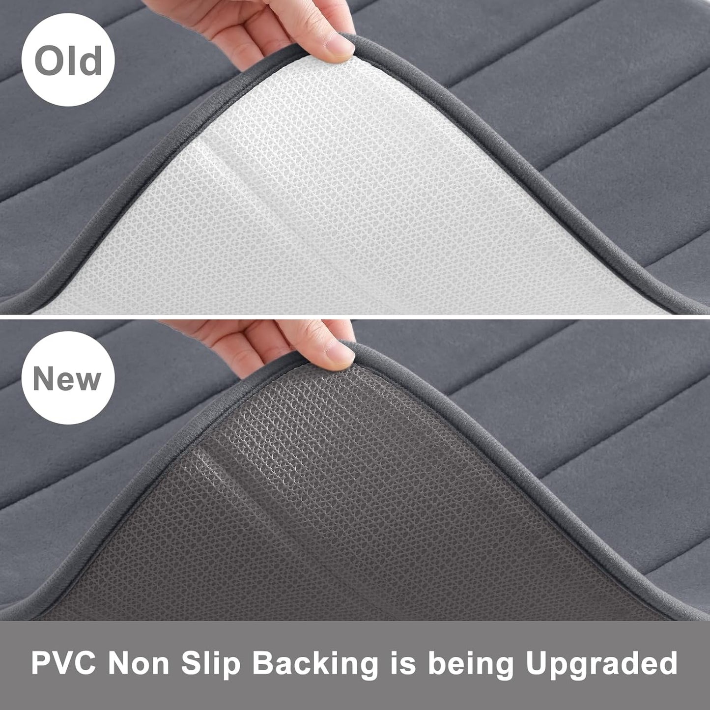 Buganda Memory Foam U-Shaped Contour Toilet Rugs, Non Slip Absorbent, Thick Soft Washable Bathroom Mat, Floor Carpet Bath Rugs Mat for Toilet Base (24" x 20", Dark Grey)