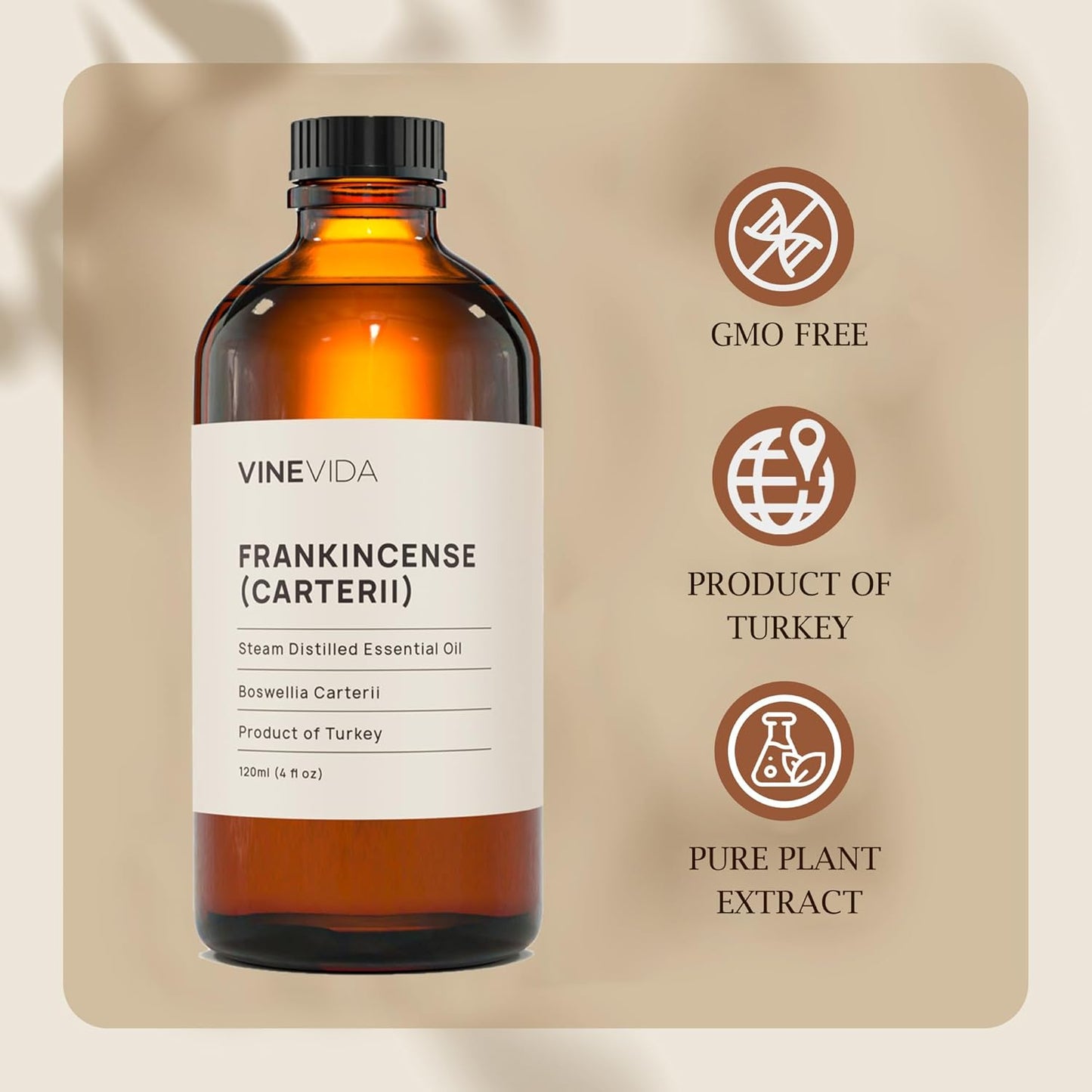 VINEVIDA Frankincense Essential Oil 4 oz - Undiluted Carterii Oil for Candlemaking - DIY Candle Scents