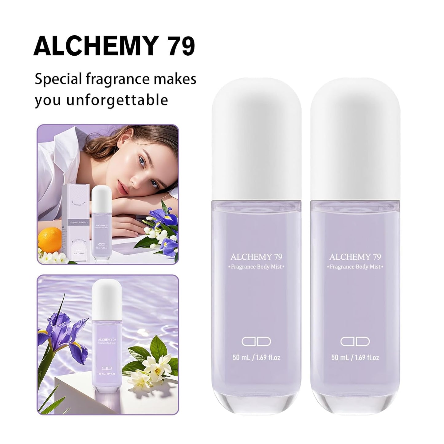 Body Mist Spray – Citrus & Floral Fragrance for Women – Daily Shower Mist & Refreshing Scent – 50ml Travel Size (ALCHEMY 79)