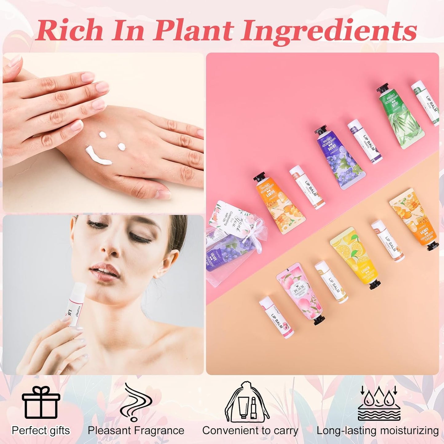 80 Sets Bulk Hand Cream and Bulk Lip Balm Gifts, Stocking Stuffers for Women, Bridesmaid Gifts, Christmas Gifts for Guests with Thank You Card and Organza Bags, Thank You Gifts for Coworkers Women