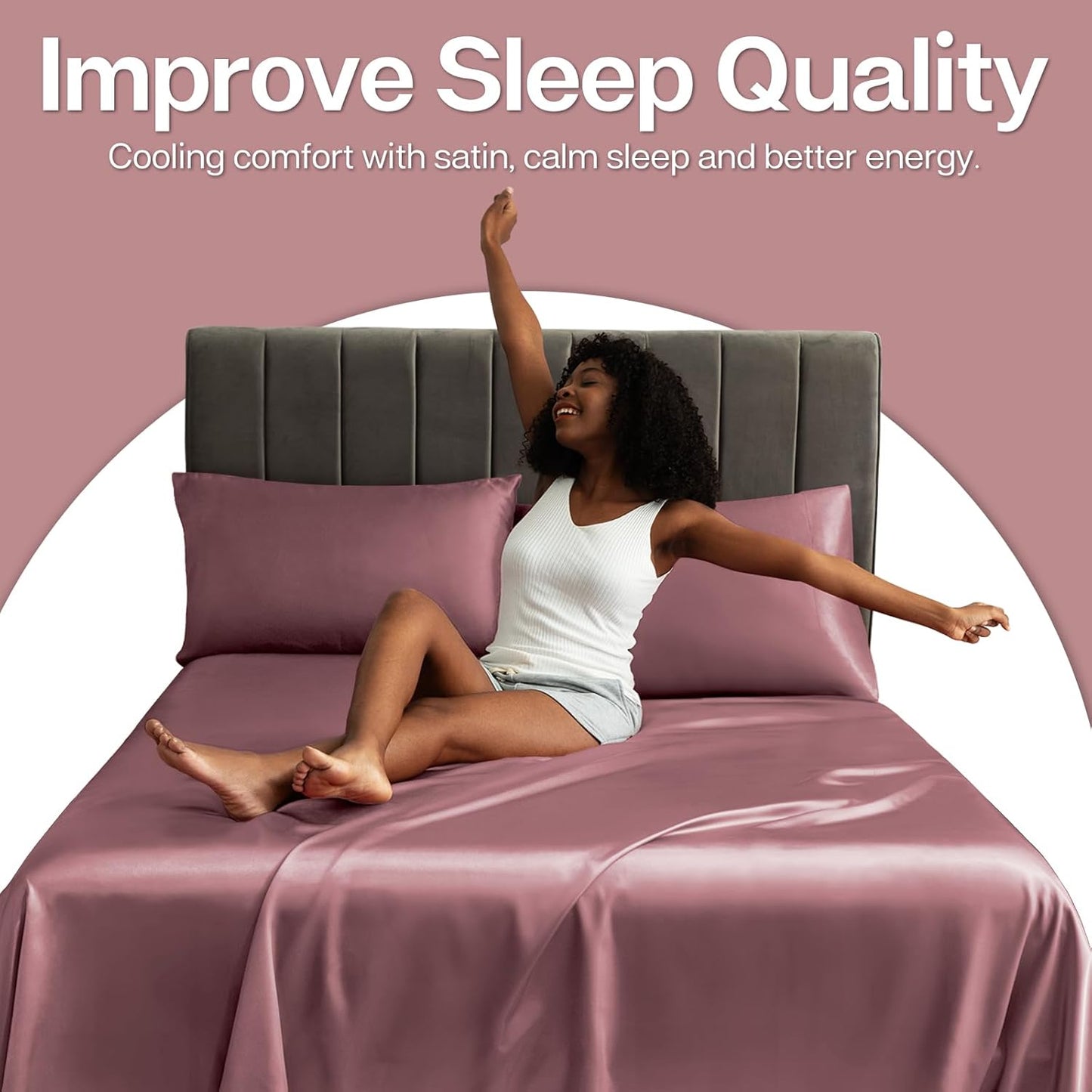 MR&HM Satin Pillowcase for Hair and Skin, Silk Satin Pillowcase 2 Pack, Standard Size Pillow Cases Set of 2, Silky Pillow Cover with Envelope Closure (20x26, Rose Taupe)