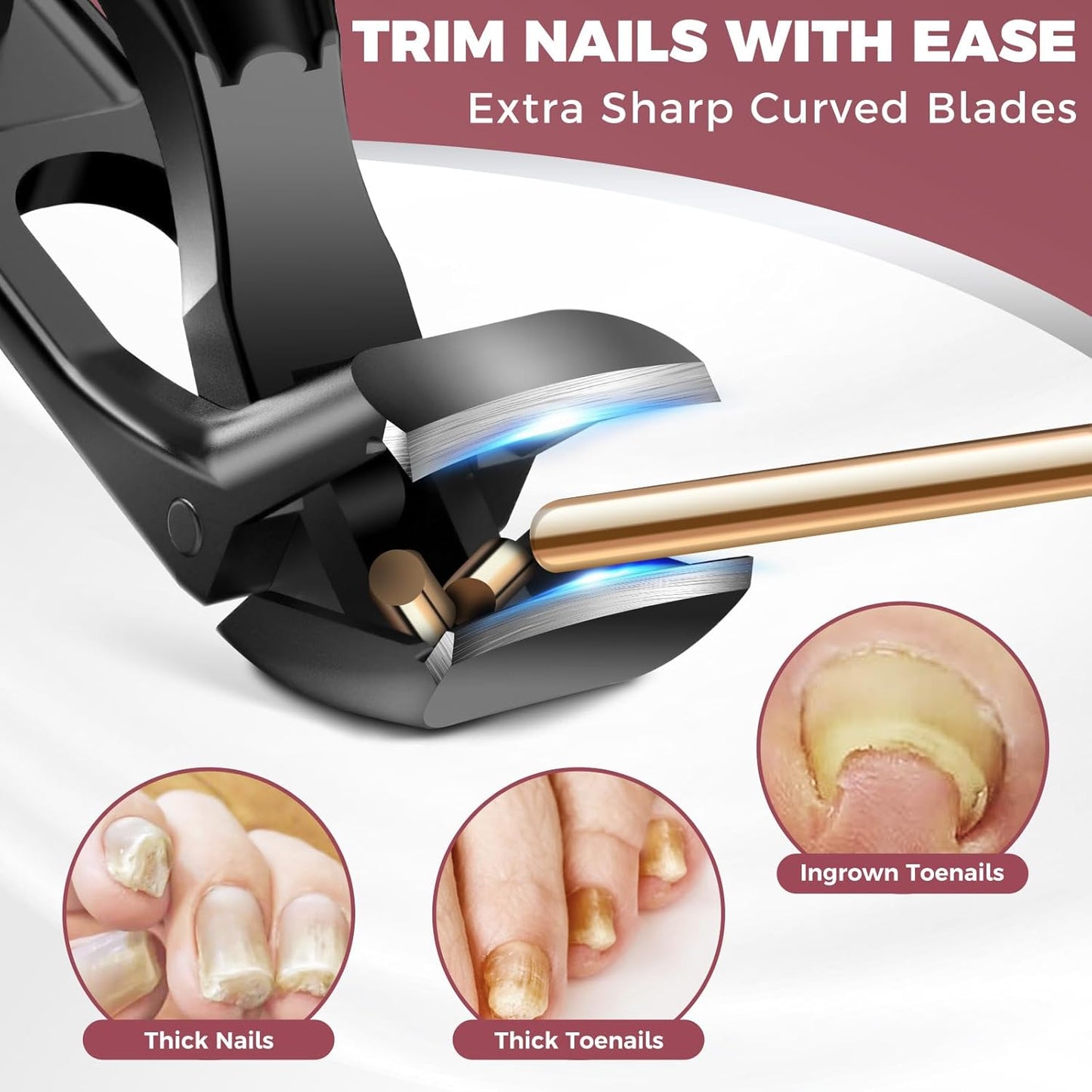 Toenail Clippers for Thick Toenails for Seniors, Large Angled Toe Nail Clippers for Men Thick Nails with Wide Jaw Opening, Heavy Duty No Splash Nail Clippers with Catcher Gifts for Men & Women