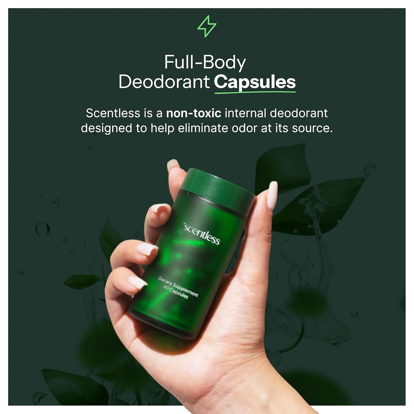 Scentless Internal Deodorant – Mint, Parsley & Chlorophyll Capsules for Body Odor – Aluminum-Free Body Deodorizing Supplement – Odor Control Natural Deodorant – Body Deodorizing Capsules – 30 Count