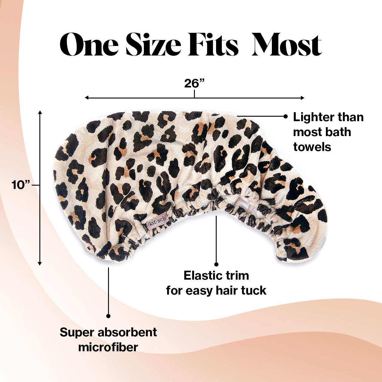 Kitsch Microfiber Hair Towel Wrap for Women - Microfiber Towel, Super Absorbent, Quick Dry, Anti-Frizz - for Long and Short Hairs, Turbans for Women, Hair Wrap - Leopard