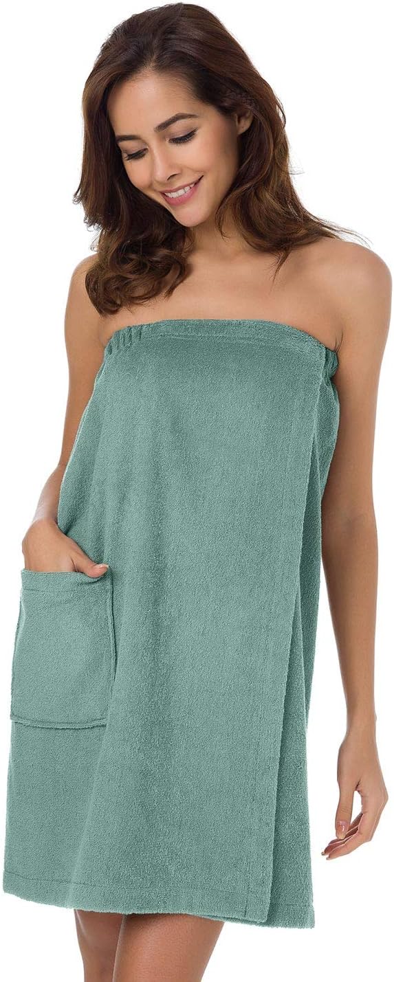 SIORO Women Bath Towel Wrap Robe, Soft Cotton Terry Spa Cloth, Plush Adjustable Closure for Shower, Travel, Pool, Gym