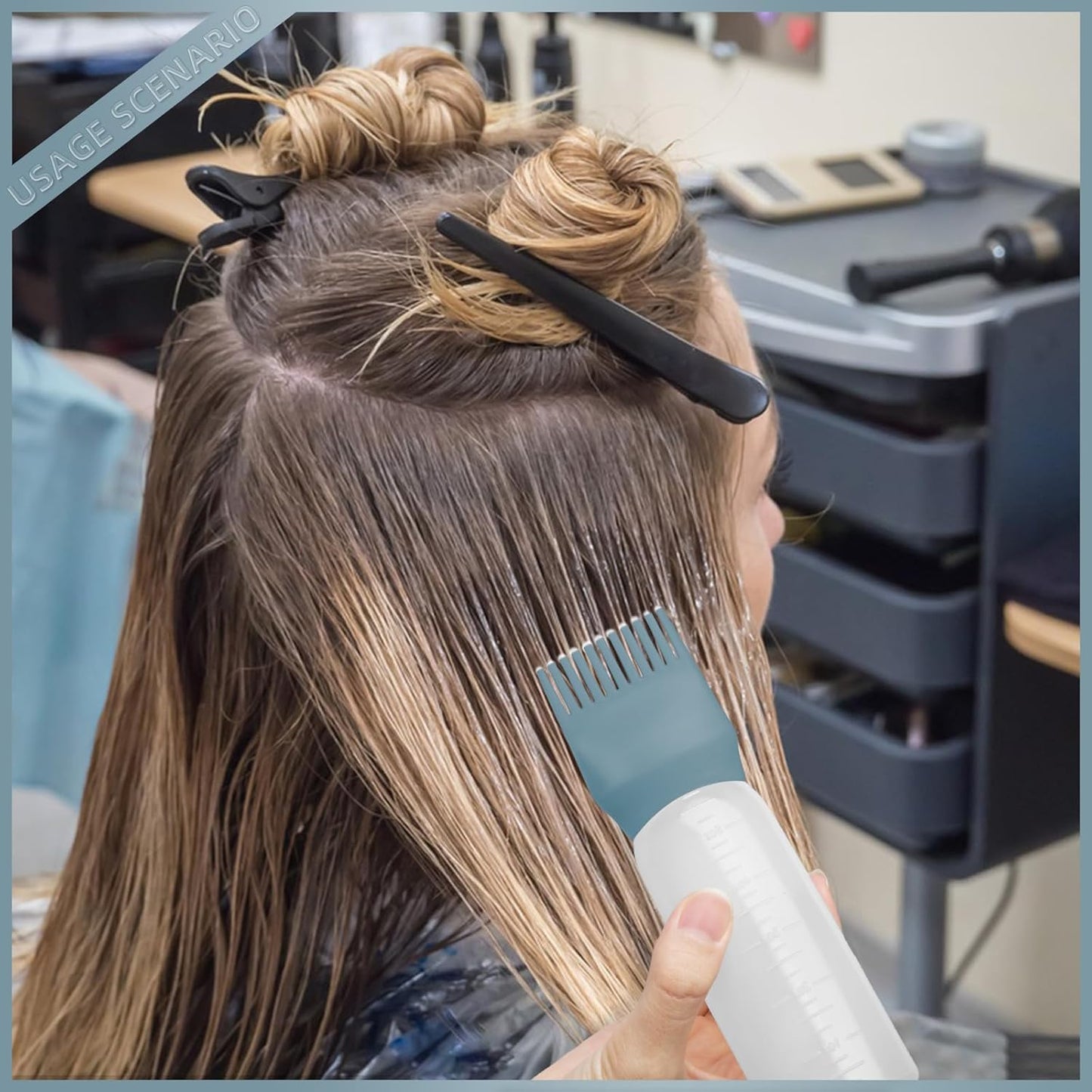 BLAAROOM Root Comb Applicator Bottle 6 Ounce, 4 Pack Hair Oil Applicator Bottle, Hair Dye Bottle Applicator Tools with Hair Oil Dispenser Root Comb Brush for Scalp Hair Oiling Applicator - Green