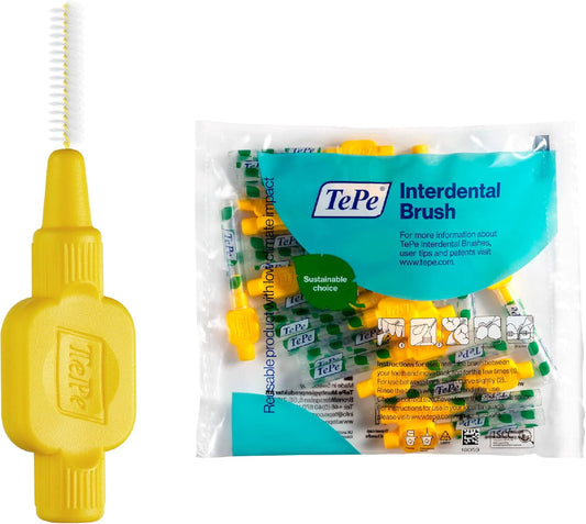 TePe Interdental Brush Original, Soft Dental Brush for Teeth Cleaning, Pack of 20, 0.7 mm, Medium Gaps, Yellow, Size 4