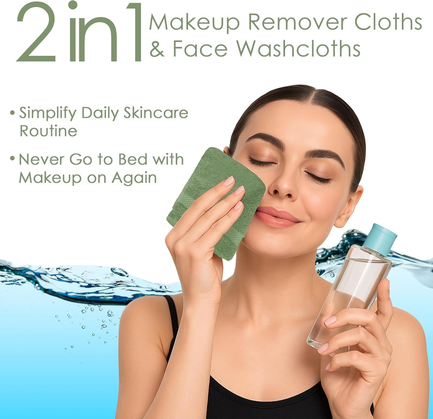 DAN RIVER 12-Pack Premium 100% Cotton SAGE Green Face Towels – Reusable Face Towel Set, Soft & Absorbent Body wash Cloths – Hand and Face Towels, 550 GSM (12x12 in)