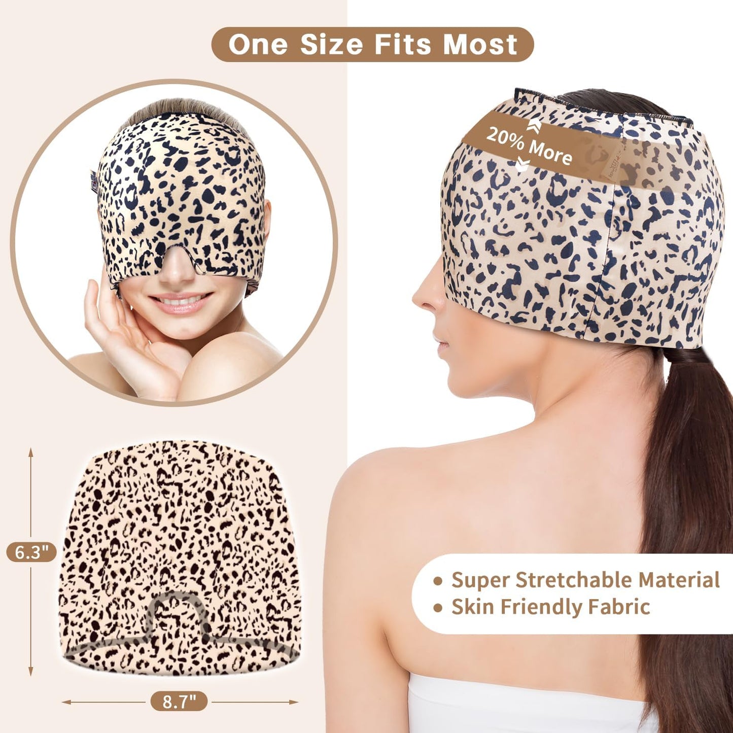 Migraine Relief Cap, Gel Cooling Eye Mask, Cooling Gel Relief 2 Pack Set, Hot/Cold Therapy, Natural Relief Cap, Instant Headache Relief, for Sinus, Puffy Eyes,Tension, Stress Relief