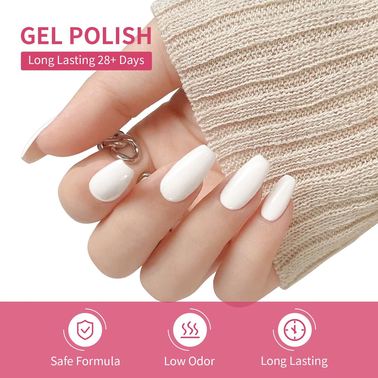 JODSONE 10ml 6 Colors Red Rose Pink Gel Nail Polish Set All Seasons Soak off U V Lamp Gel Manicure Set for Nail Art Long Lasting Valentine's Day Gifts for Her