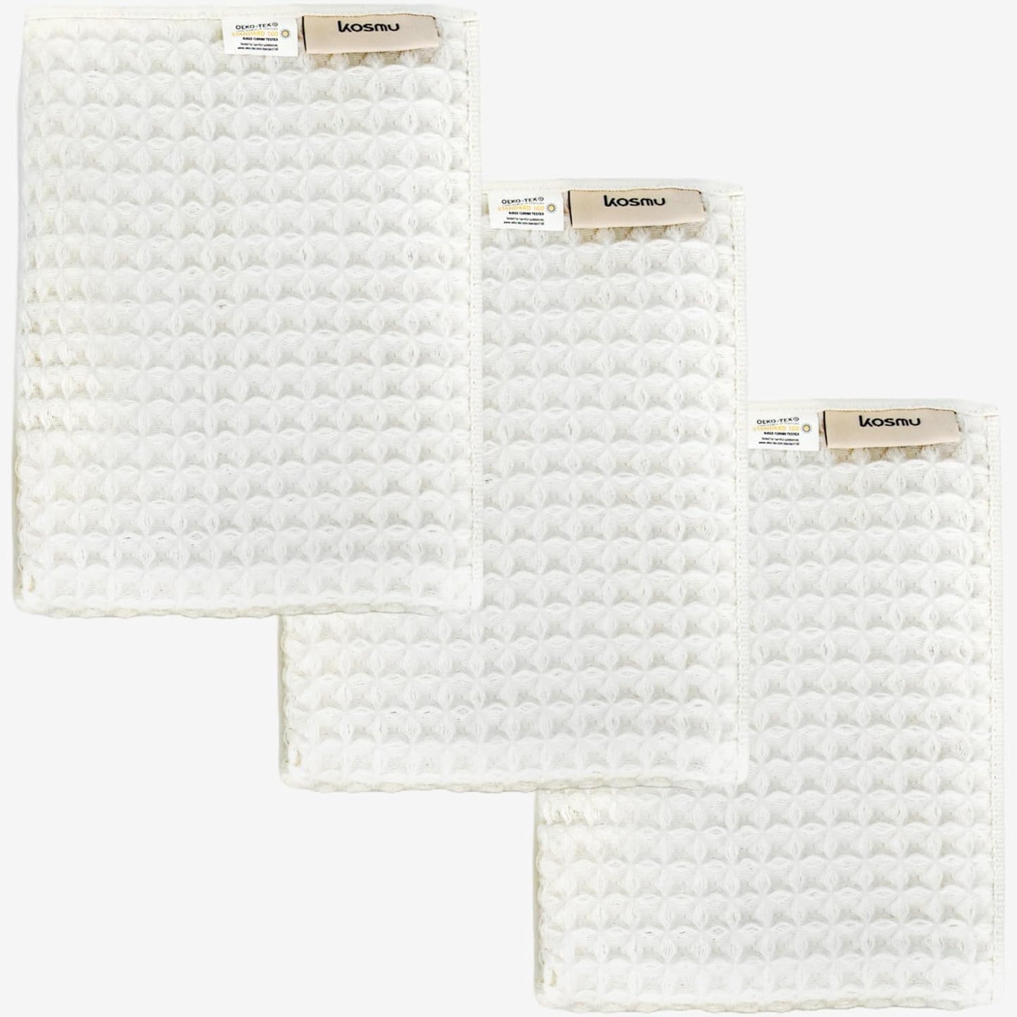 Luxury Japanese Cotton Silk Waffle Bath Towel | Plush, Absorbent, and Quick Dry (Shell White, Hand Towel (3 Pack))