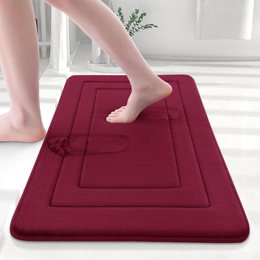 Arotive Memory Foam Bathroom Rug Mat 30x20, Ultra Soft and Absorbent Bath Mat, Machine Wash Dry, Comfortable Bath Rug Carpet for Bathroom Floor, Tub and Shower, Burgundy