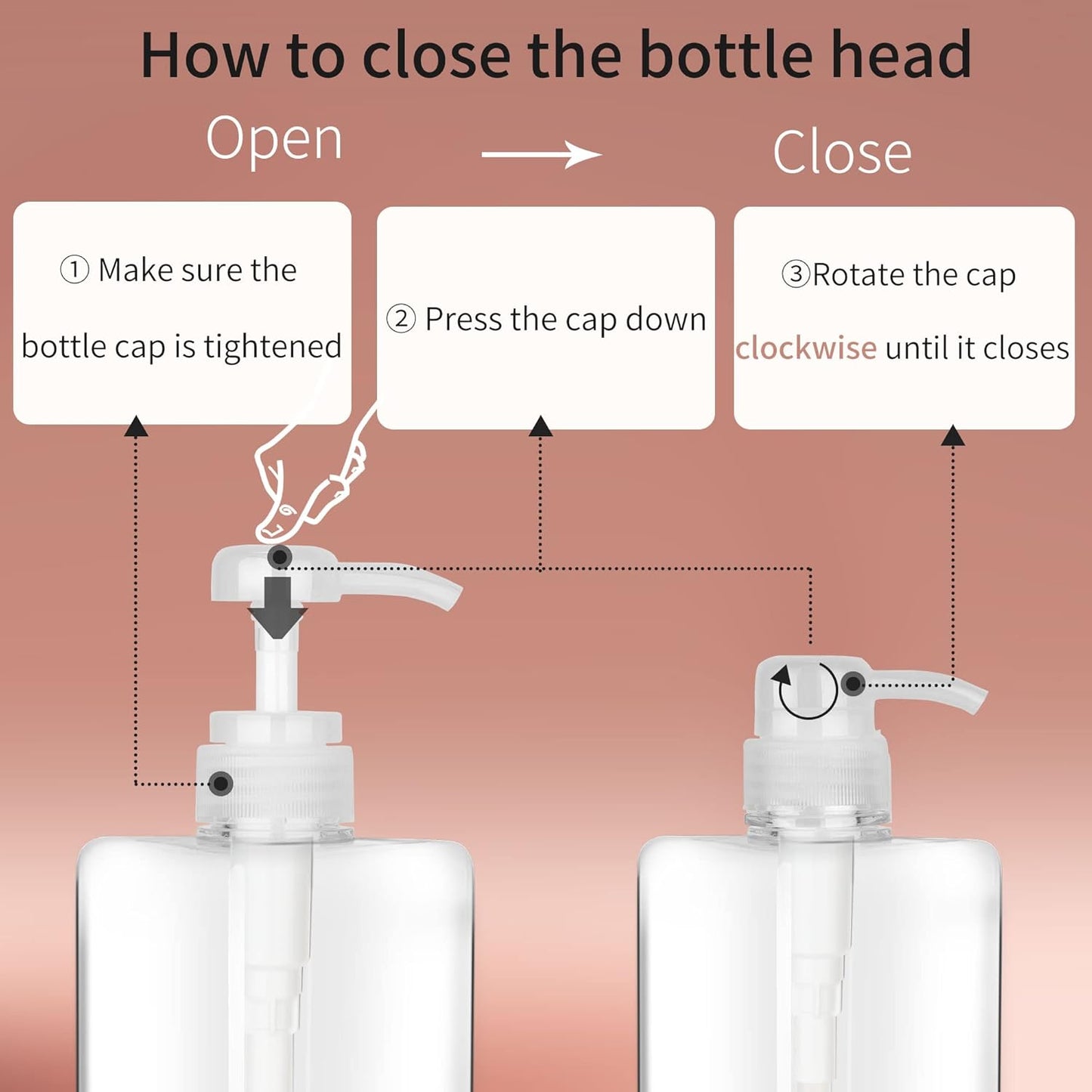 450ml (15.2oz) Pump Bottle Dispenser Jansburg 2Pack Refillable Square Plastic Lotion Dispenser Empty Lotion Pump Bottle for Essential Oil Soap Lotion Shampoo, Bathroom/Kitchen/Travel Clear