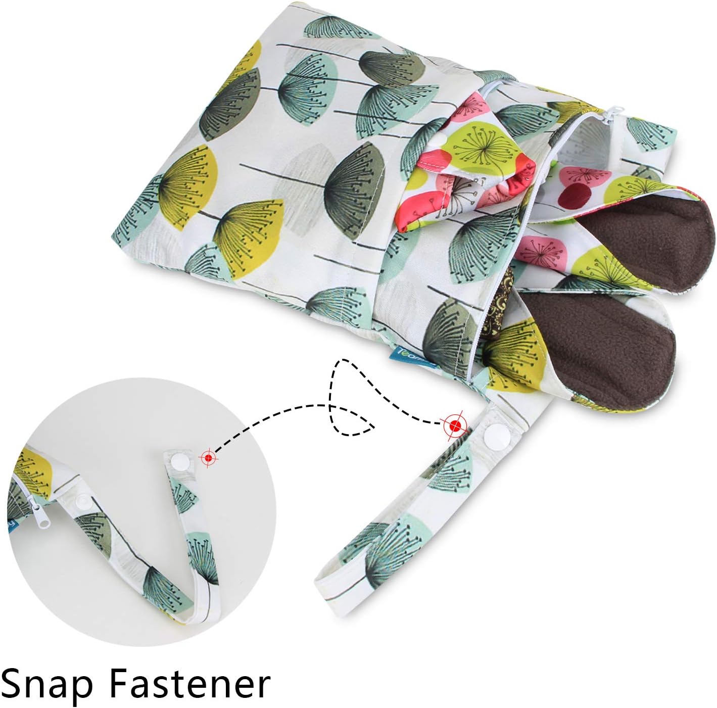 Teamoy 10pcs Cloth Panty Liners, Reusable Sanitary Pads with Wet bag, Washable Cloth Menstrual Pads with Charcoal Absorbency Layers (Country Style, 3pcs×7.9''+4pcs×10''+3pcs×11.6''), 11 Piece Set