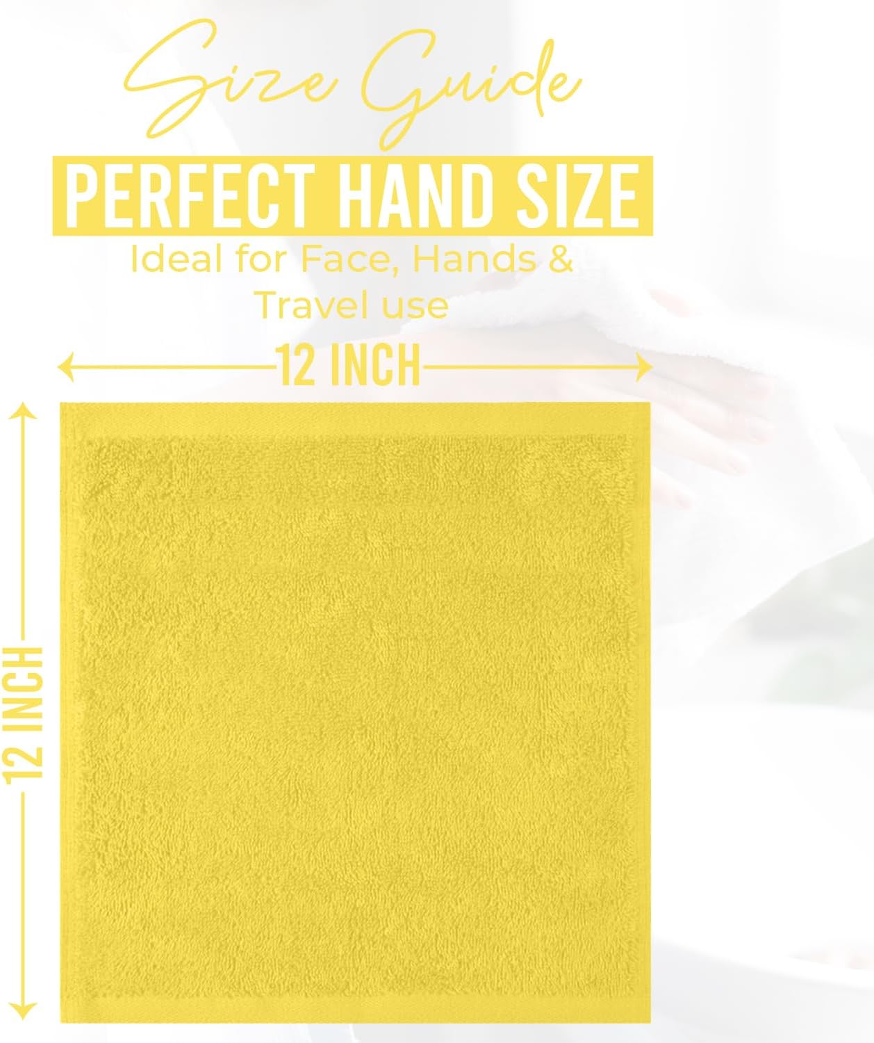 DAN RIVER 100% Cotton Wash Cloths 24 Pack [12x12] Soft & Absorbent Bath Cloths, Gym, Hotels & Spa Perfect for Everyday Use Fingertip Towels, Yellow