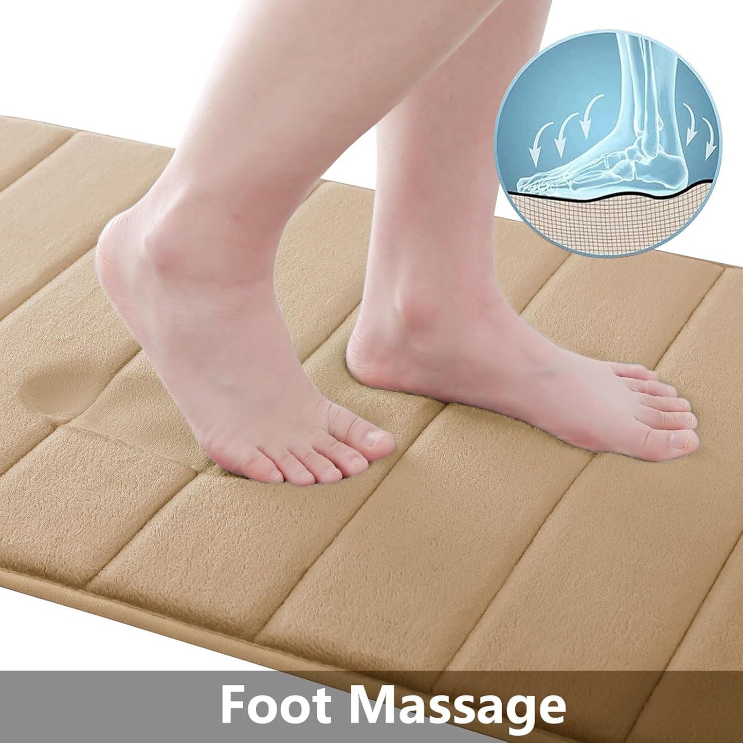 Buganda Memory Foam Bath Mat, 30" x 20", Ultra Soft and Non-Slip Bathroom Rugs, Water Absorbent and Machine Washable Bath Rug for Bathroom, Shower, and Tub, Camel