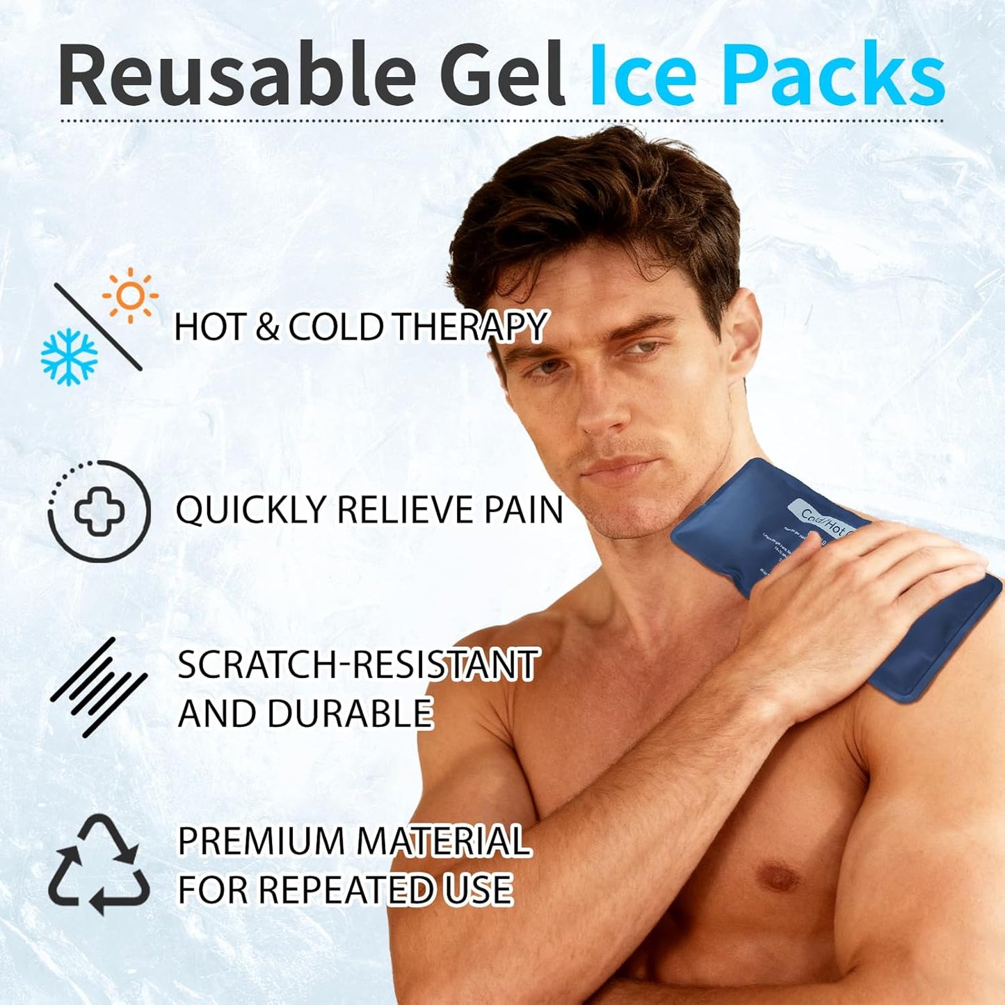Hot & Cold Gel Packs for Pain Relief 4PCS 4x9 Inch Ice Packs Reusable Blue Cold Packs for Swelling, Bruises, Injuries, Surgery, Toothache (4 Pack)