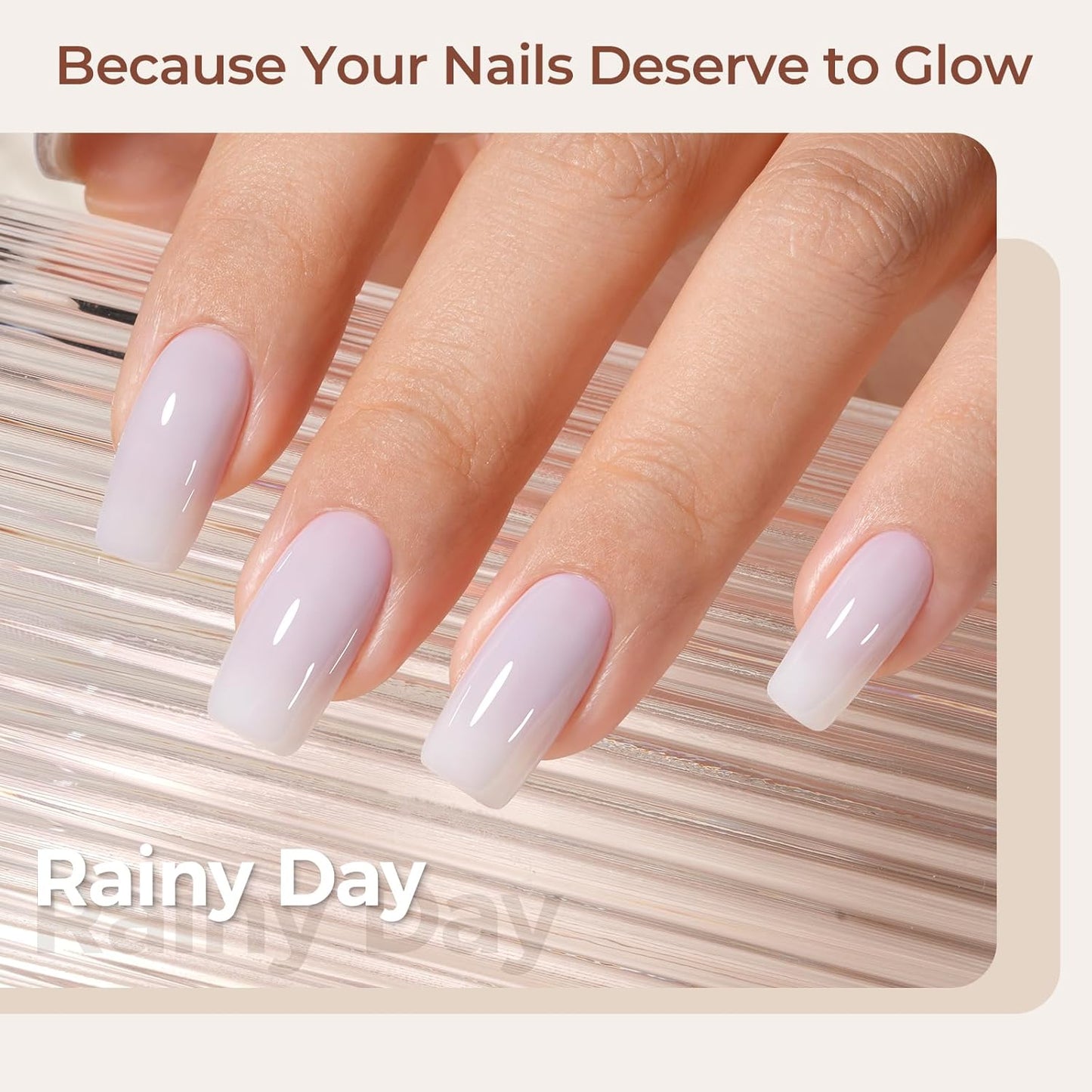 AILLSA Winter Gray Gel Nail Polish Rainy Day Jelly Gel Polish Neutral Sheer Translucent Nude Gel Polish Long Lasting Blue Gray Color Soak Off U V Gel for French Manicure Nail Art at Home 0.51 Oz