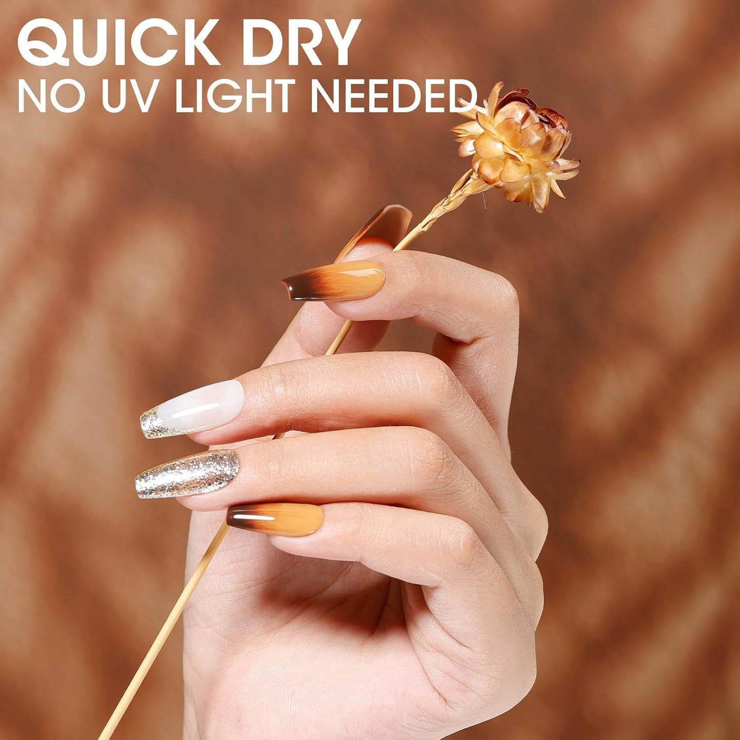 GELLEN Brown Gel Nail Polish, Winter Fall Brown Gel Polish 6 Colors Set, No Wipe Soak Off Long Lasting Glossy UV Gel for Women Manicure Home Salon, 0.33oz