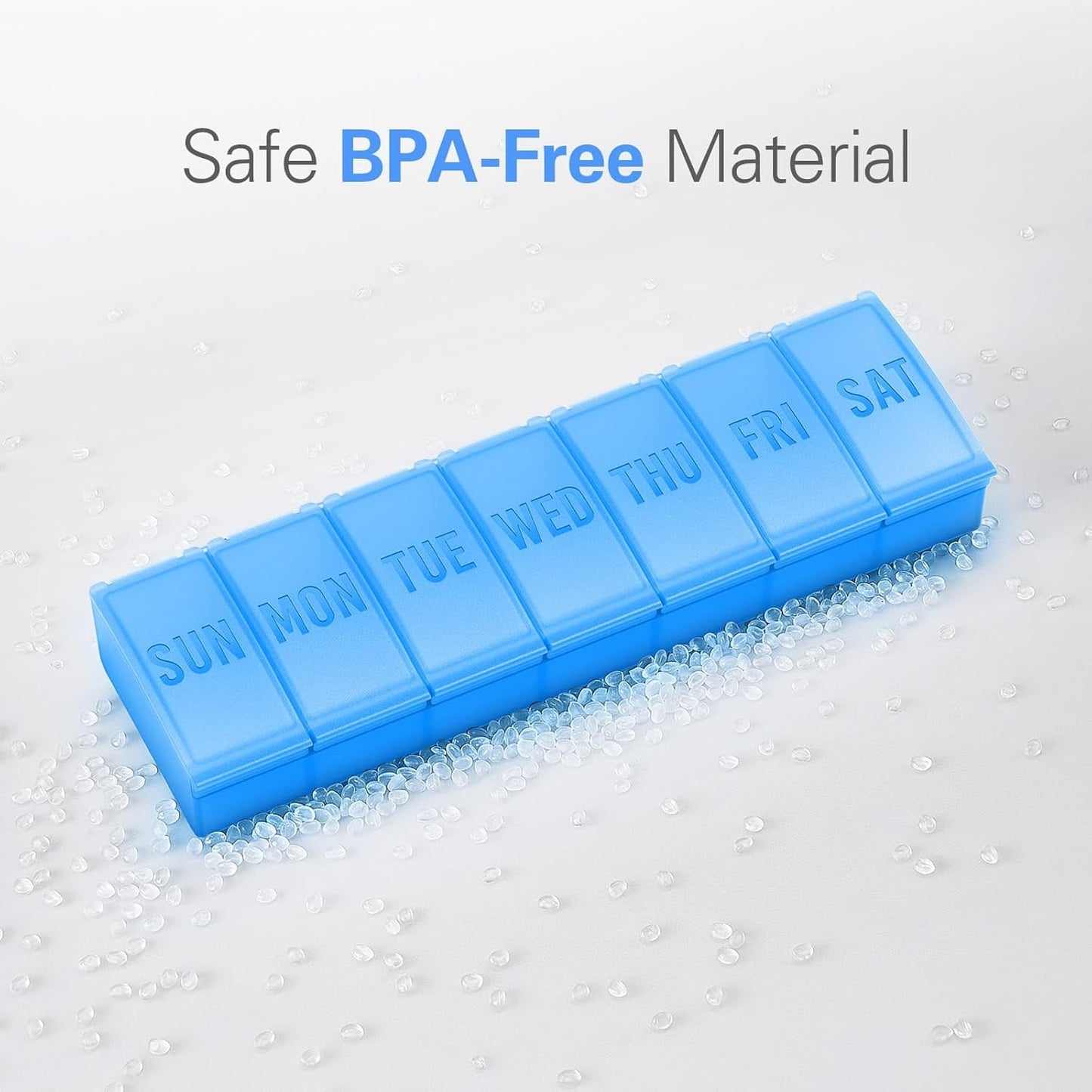 Barhon Pill Organizer Large, Weekly Medicine Pill Organizers, 7 Day Pills Box Case Travel for Big Vitamin Supplements Fish Oil, Blue