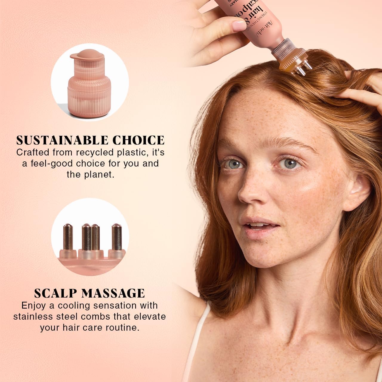 Kitsch Scalp & Hair Oil Applicator – Stainless Steel Bristles Scalp Oil Applicator for Even Distribution, Mess-Free Oiling & Head Massager Scalp – Precision Hair Care Tool for Roots & All Hair Types