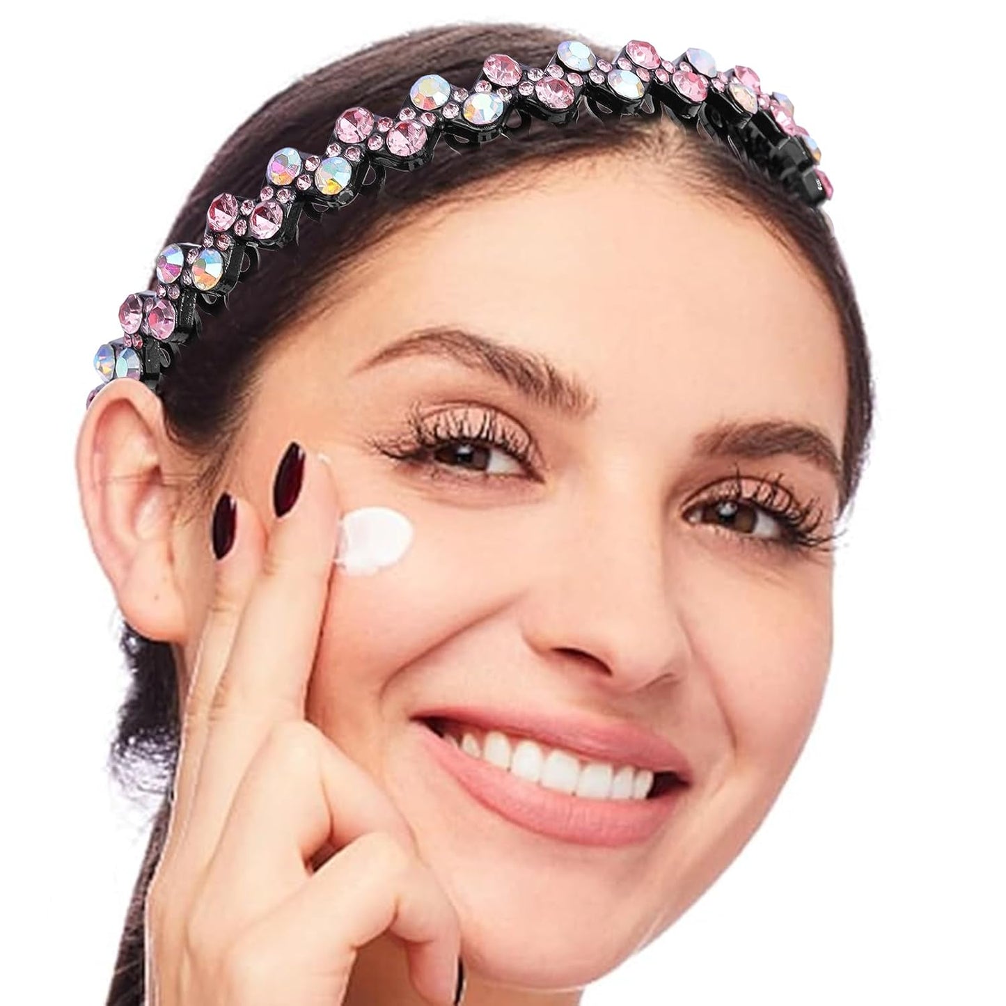 Rhinestone Headbands with Teeth Non Slip Tooth Comb Headband Sparkly Crystal Plastic Hairband High Elastic Hair Hoop Hair Accessories for Women Girls with 4PCS