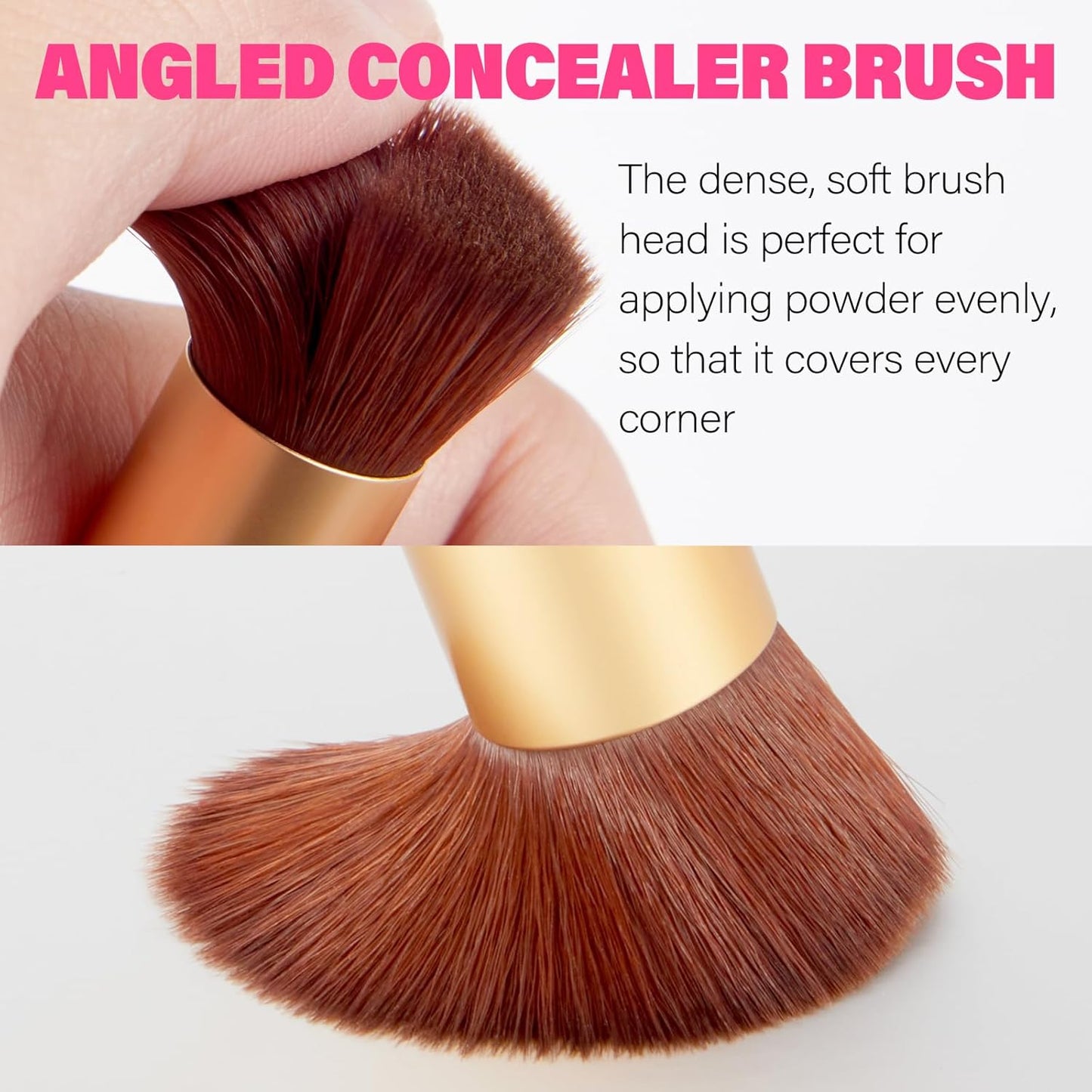 Dual-Ended Hair Makeup Brush - Precision Hairline Powder Brush With Sponge Tip For Seamless Blending - Root Touch Up & Hair Contour - Brown, 4.7 inch