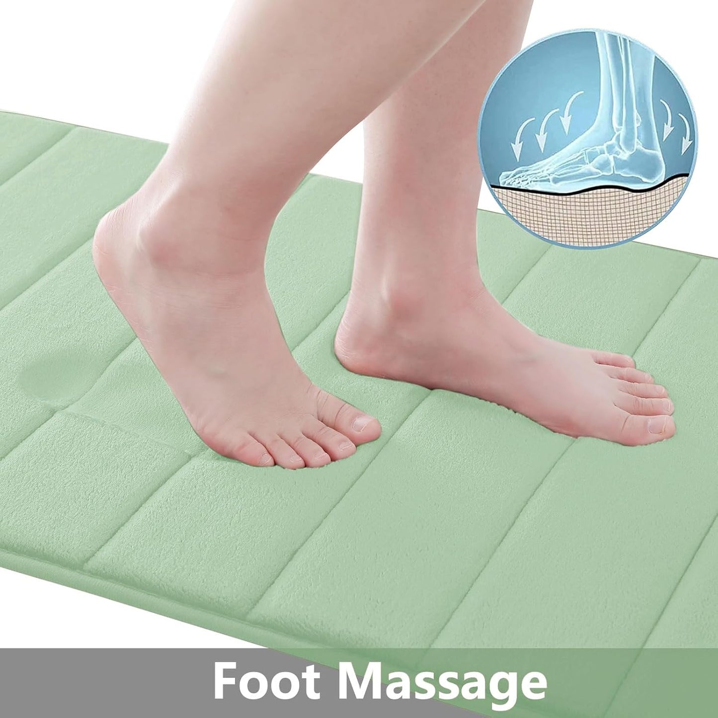 Buganda Memory Foam Bath Mat, 60" x 24", Ultra Soft and Non-Slip Bathroom Rugs, Water Absorbent and Machine Washable Bath Rug Runner for Bathroom, Shower, and Tub, Sage Green