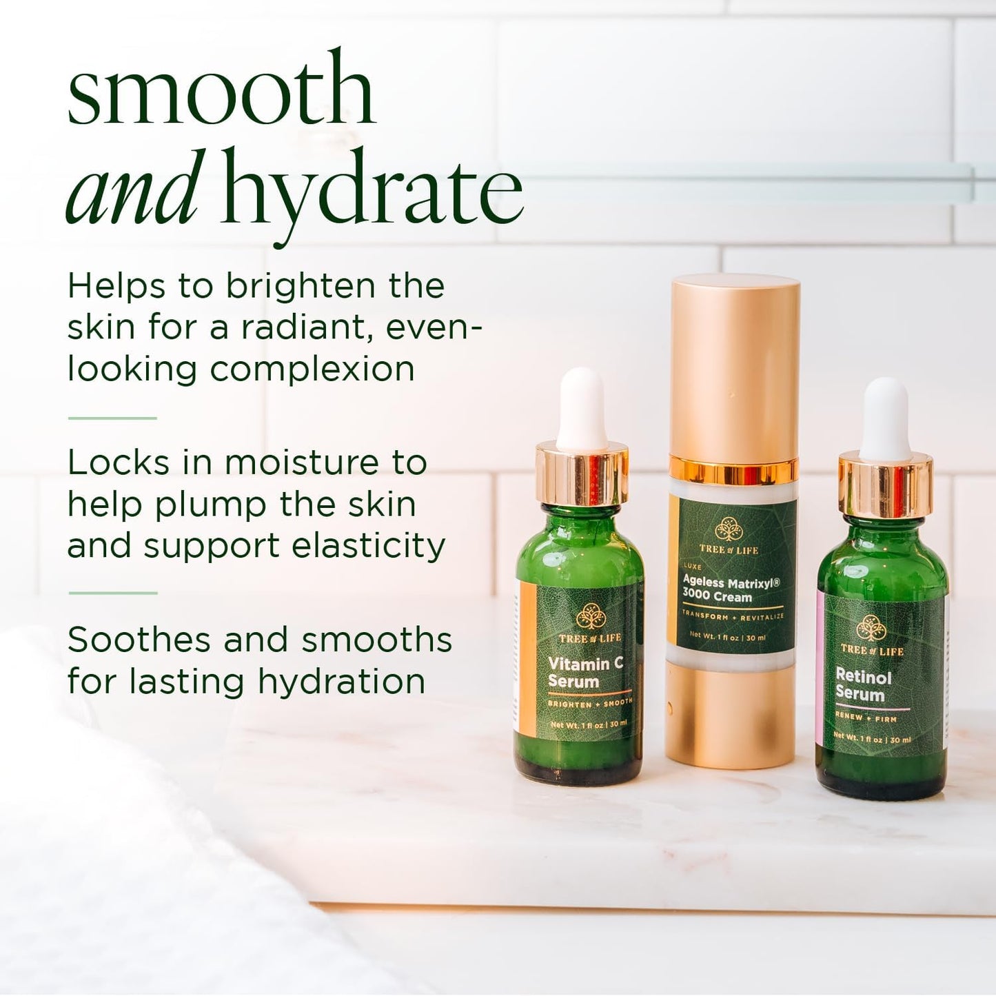 Tree of Life Beauty Ultimate Skin Care Set, Brightening, Firming, Hydrating, Moisturizing, Brightening, Complete Face Care Regimen - Rejuvenation Collection 3pack