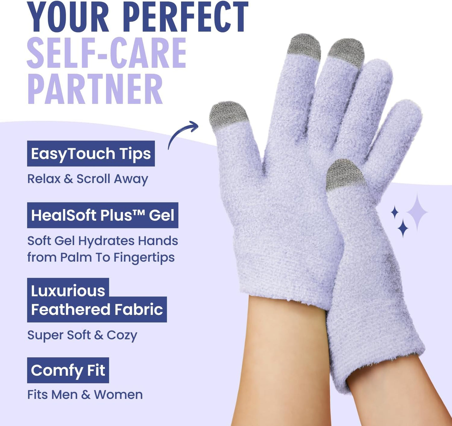 Dr. Frederick’s Original Moisturizing Gel Gloves – Deep Moisturizing and Fast Relief for Dry Hands – Touchscreen-Friendly – Mango Butter, Shea Butter, Jojoba, & Coconut Oil (Lilac Leisure)