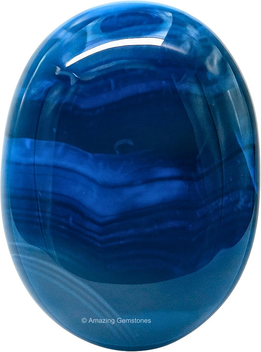 Amazing Gemstone Blue Onyx Crystals and Healing Stones - Large Palm Stone Crystals Piedra - Crystal for Good Luck, Balanced Positive Energy, Meditation - Unique Stocking Stuffers Gifts for Women, Men